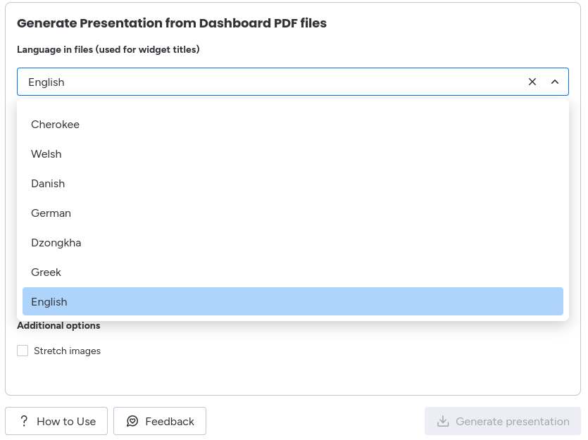 Choose title language
